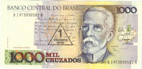 Brazil P 216 1 Cruzado Novo World Banknotes Falcon Currency Brazil P 216 1 Cruzado Novo