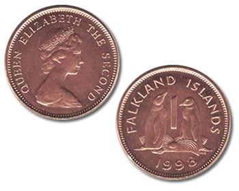 Falkland Islands 1 Pence Gentoo Penguin Coin