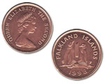 Falkland Islands 1 Pence Gentoo Penguin Coin