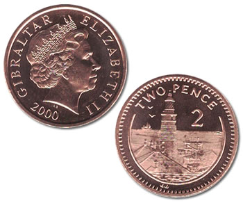 Gibraltar 2 Pence Lighthouse Coin