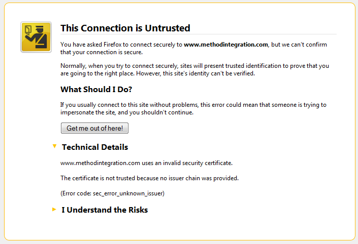 Firefox SSL error  re methodintegration.com