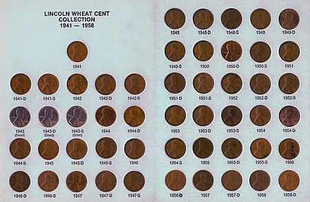 Wheat Penny Collection Complete 1941 1958