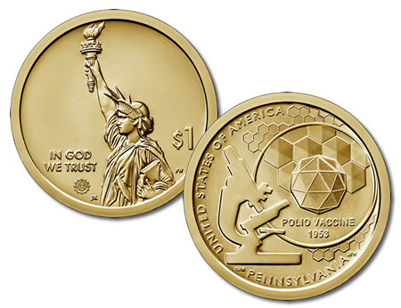 2019-P U.S. Polio Vaccine Dollar Coin - Uncirculated